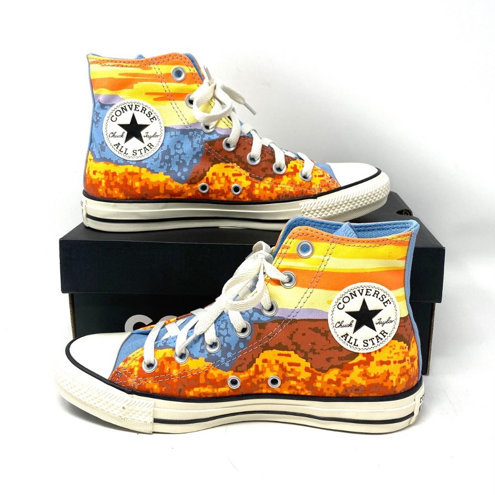 CONVERSE Men's 170843F CTAS Sneaker HI Magma Orange Sea Blue Canvas Eco Friendly - Picture 2 of 8